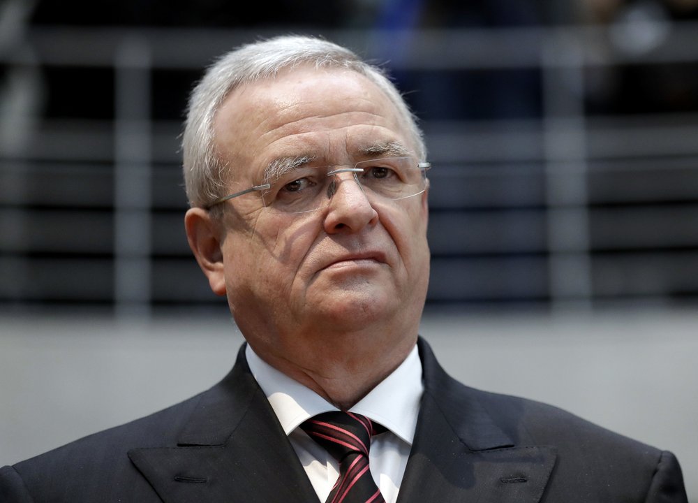 FILE - In this Thursday, Jan. 19, 2017 file photo Martin Winterkorn, former CEO of the German car manufacturer 'Volkswagen', arrives for a questioning at an investigation committee of the German federal parliament in Berlin, Germany. A German court has ruled that former Volkswagen CEO Martin Winterkorn must face trial on a second set of charges related to the company's diesel emissions scandal, these ones related to alleged market manipulation. (AP Photo/Michael Sohn, file)